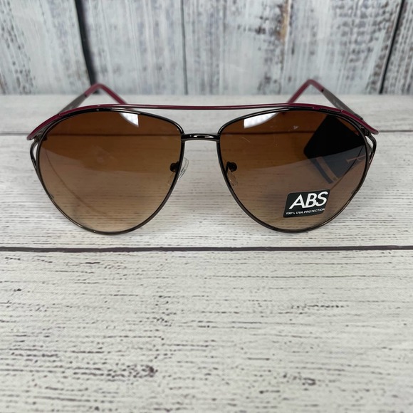 ABS Allen B. Schwartz (Platinum) Purple/Pewter Aviator Fashion Sunglasses (NWT) - Picture 2 of 3